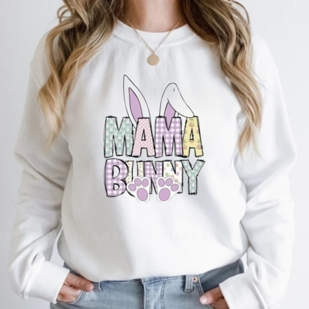 Mama Bunny Easter White Women's Sweatshirt`